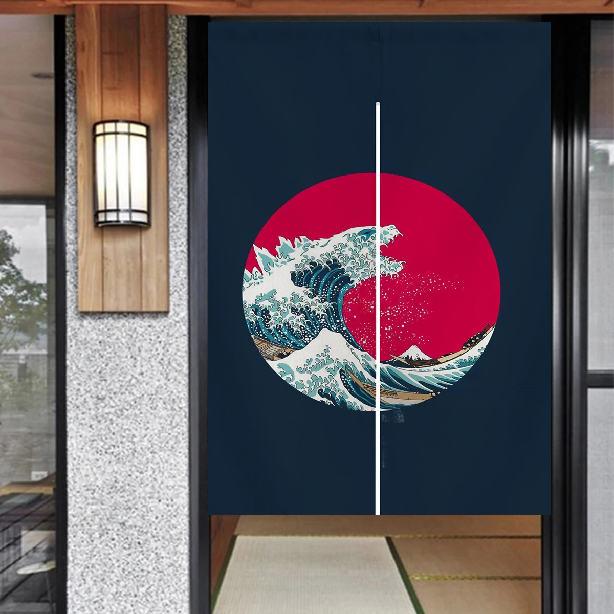 Noren Curtain Doorway - Ofat Home Japanese Wave Pattern Door