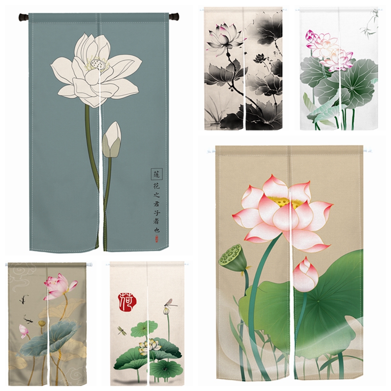 Chinese Lotus Door Curtain Res – Noren Curtain Doorway recenzja i cena