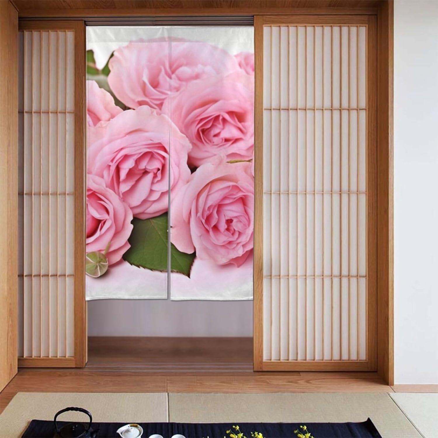 Romantic Rose Print Door Curta – Noren Curtain Doorway recenzja i cena