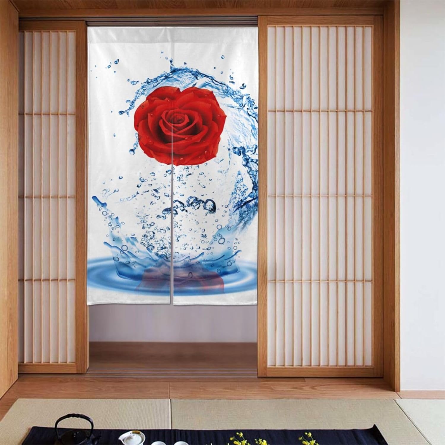 Romantic Rose Print Door Curta – Noren Curtain Doorway recenzja i cena