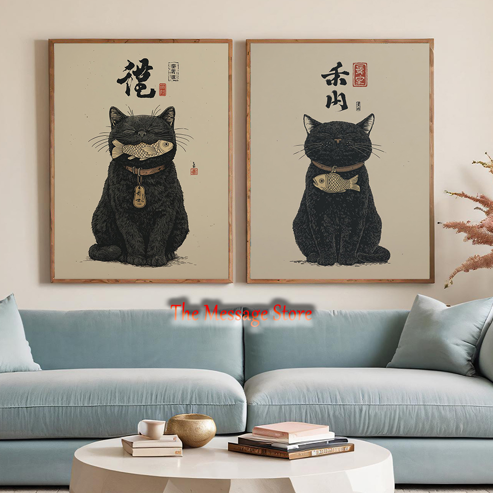 Black Lucky Cat Ukiyo-e Japane – Japanese Lifestyle Japanese recenzja i cena