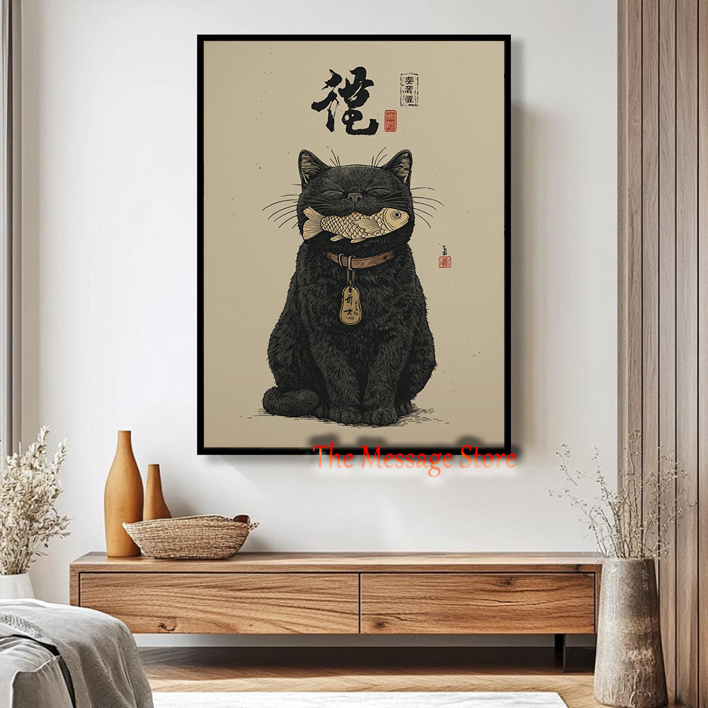 Black Lucky Cat Ukiyo-e Japane – Japanese Lifestyle Japanese recenzja i cena