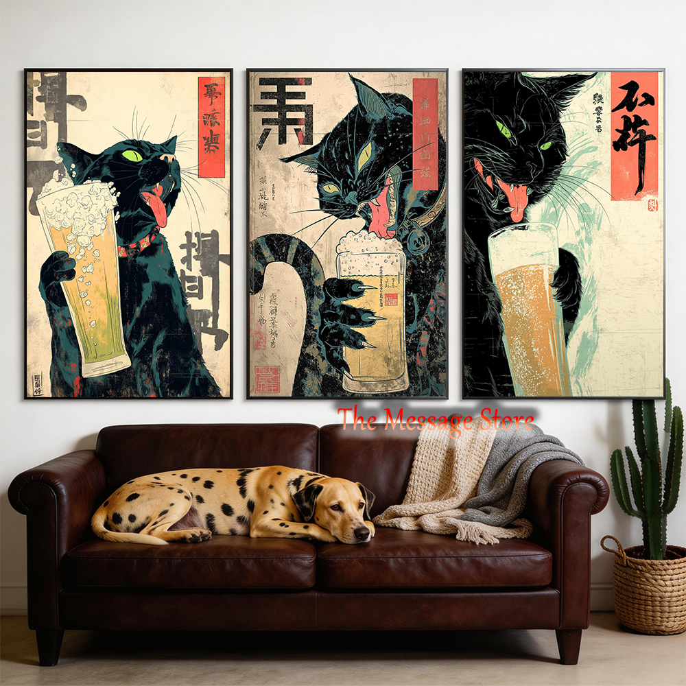 Japanese Quirky Cat Drinking A – Japanese Lifestyle Japanese recenzja i cena