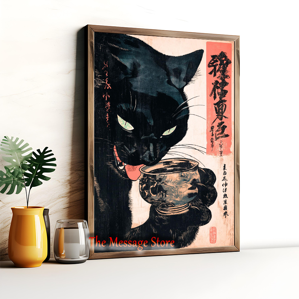 Japanese Quirky Cat Drinking A – Japanese Lifestyle Japanese recenzja i cena