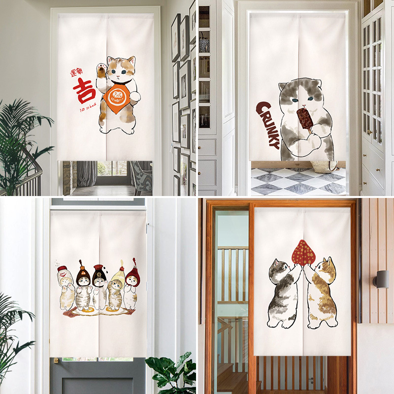 Cartoon animal Cat changing ro – Noren Curtain Doorway recenzja i cena