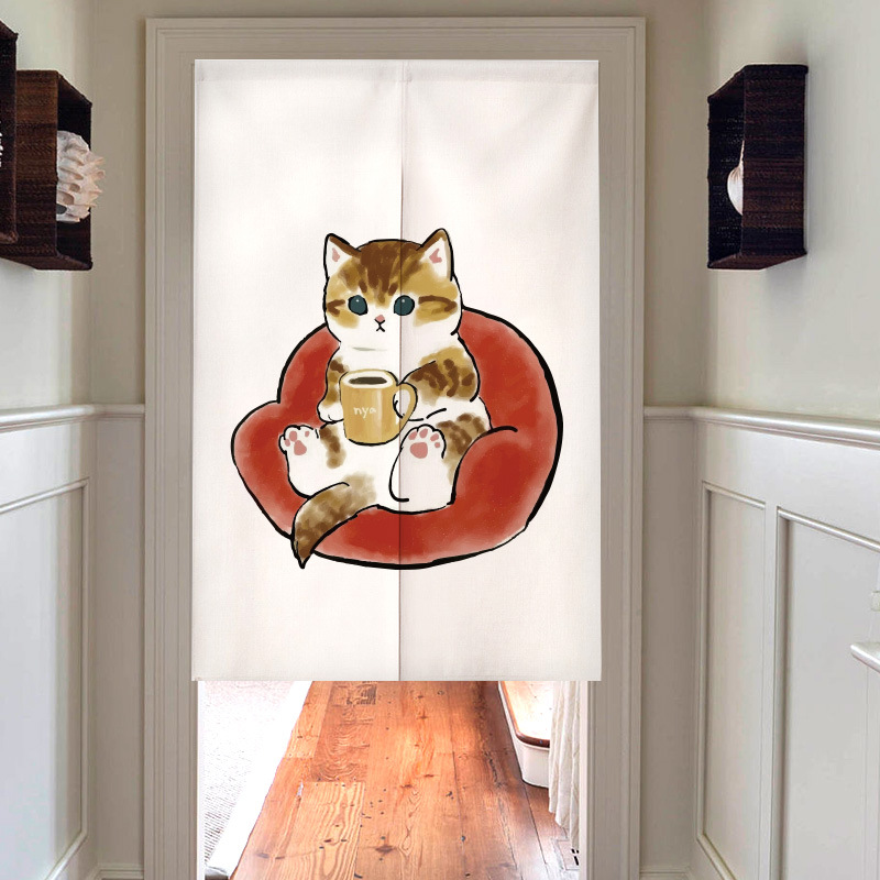 Cartoon animal Cat changing ro – Noren Curtain Doorway recenzja i cena