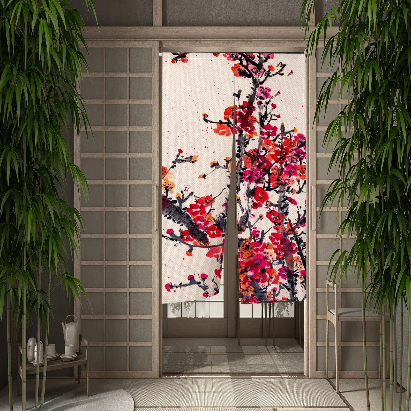 Cherry Blossom Door Curtain Ja – Noren Curtain Doorway recenzja i cena