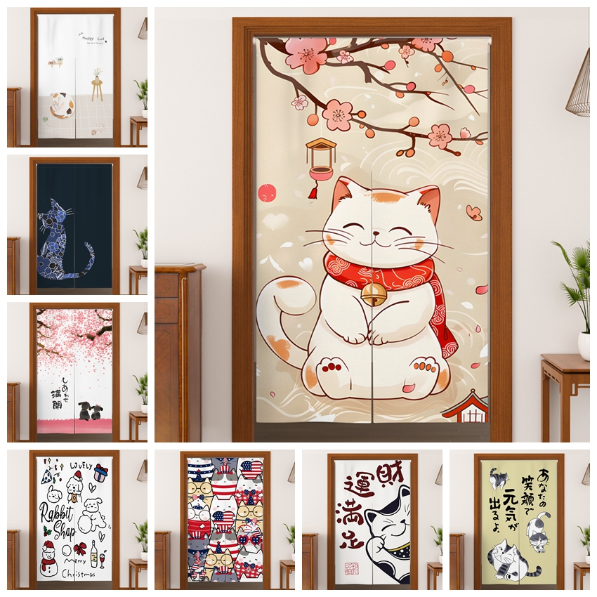 Lovely Cat Japanese Noren Door – Noren Curtain Doorway recenzja i cena